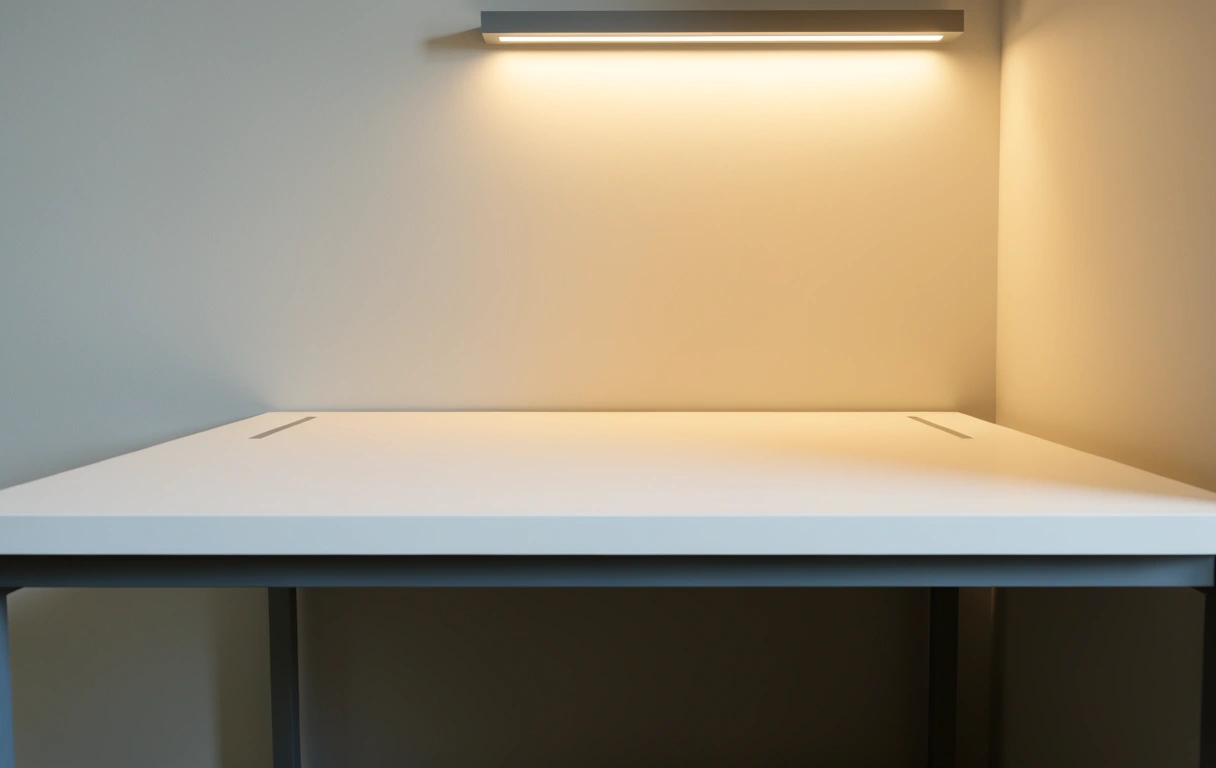 Ergonomischer Arbeitsplatz mit balancierter Beleuchtung